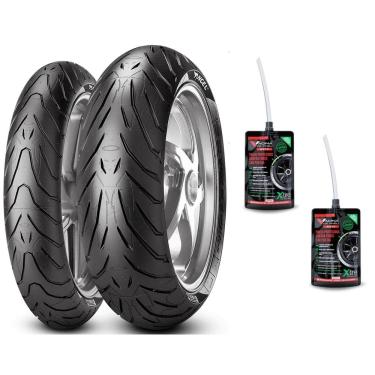 Imagem de KIT PNEU 180/55-17 + 120/70-17 ANGEL ST PIRELLI USO SEM CAMARA Mt09 Z900 Z800 + 2 VACINAS XTIRE