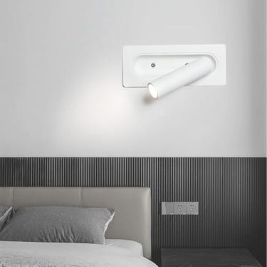 Imagem de GZZBMY Lâmpada de parede com interruptor de rotação de 350° LED luzes de parede internas ângulo ajustável arandela de parede de cabeceira alumínio moderno para quarto cabeceira hotel leitura corredor