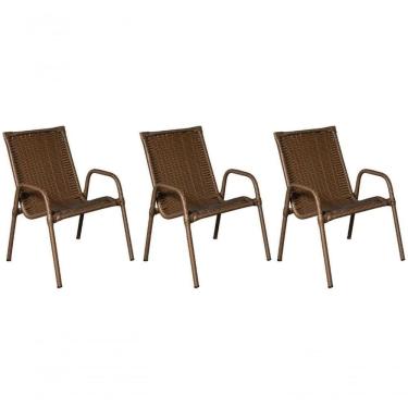 Imagem de Kit 3 Cadeiras Ipanema Area Externa, Jardim Junco Bronze