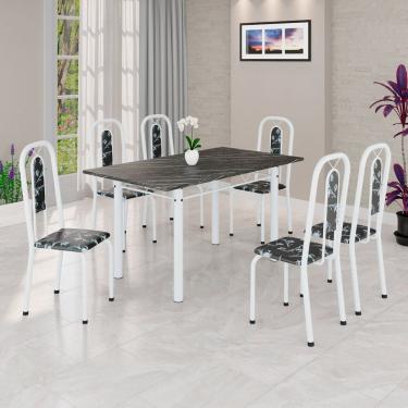 Imagem de Conjunto Sala de Jantar com 6 Cadeiras Lívia Preto / Branco