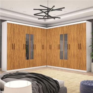 Imagem de Closet Casal Duplo Rubi Premium 16 Portas C/espelho 8 Gaveta Branco Cinamomo