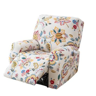 Imagem de CRFATOP Capas reclináveis com braços, 4 peças, capa para cadeira reclinável Lazyboy, antiderrapante, para poltrona reclinável com bolsos de armazenamento, protetor de móveis para sala de estar, B51