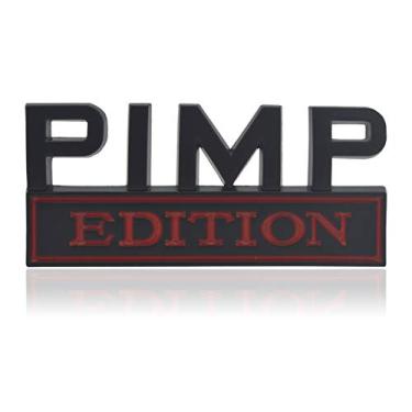 Imagem de GeeGeeTop Emblema universal edição PIMP de substituição para carro, caminhão, SUV, compatível com Ford F150, Jeep Dodger, emblema, porta-malas, porta-malas, grade frontal (preto + vermelho)