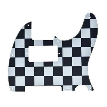 Imagem de Dopro Guitarra Tele de 8 furos impressa em 3D plástico Humbucker Pick Guard para padrão moderno EUA/Mexicano FD Telecaster preto/branco quadriculado