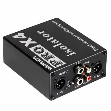 Imagem de WisWinDa Pro X4 Multiuso 2Channels XLR/RCA/AUX/TS/TRS Caixa eliminadora passiva de zumbido para equipamentos de áudio, filtro de ruído isolador de loop de terra para diferentes sistemas de áudio