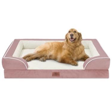 Imagem de Comfort Expression Cama extragrande para cães com espuma ortopédica e reforço, impermeável, sofá lavável para animais de estimação com capa removível e fundo antiderrapante (GG, rosa)