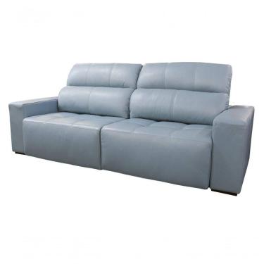 Imagem de Sofá Retrátil E Reclinável De Couro Atami 2,30 M Light Blue - Mempra Design
