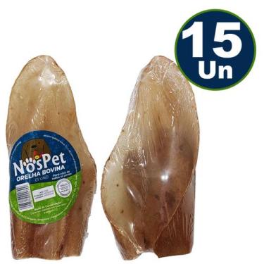 Imagem de Brinquedo Petisco Mordedor Natural Para Cães Orelha Bovina Nospet 15un