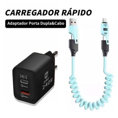 Imagem de Carregador Para iP Tipo C Cabo 4 Em 1 Carregamento Rápido Escalável Tr