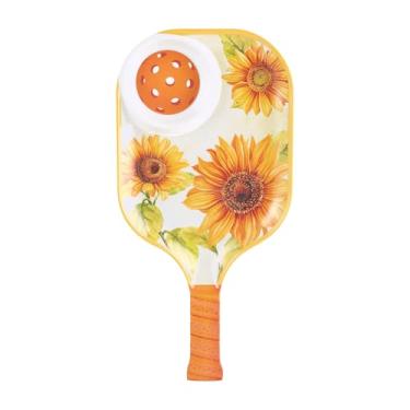 Imagem de UP Bandeja de lanche de melamina de girassol e molho, travessa floral de verão em forma de pickleball para batatas fritas, salsa, frutas e aperitivos, 39 x 20 cm
