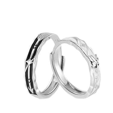 Imagem de yuruyi Anéis de casamento ajustáveis para casais: alianças de compromisso combinando com pedras preciosas de coração para amor, anel de noivado romântico para casal, casamento e presentes de dia dos