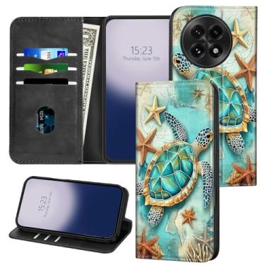 Imagem de SichKards Capa carteira para OnePlus 13 5G - bloqueio RFID, interior de TPU à prova de choque, capa flip de couro PU com fecho magnético, compartimentos para cartões, capa protetora durável, tartaruga