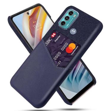 Imagem de Capa para MOTO G60,Tela e tampa de couro PU,Antideslizante,360°cobertura completa à prova de choque com 1 slot de cartão atrás,Prevenção de queda-Blue