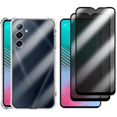 Imagem de Kit Proteção Para Galaxy M54, Capa TPU Transparente + 2 Películas Vidro 3D Privacidade Anti Spy