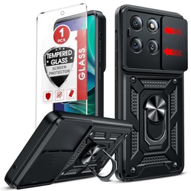 Imagem de LeYi Capa para Moto Stylus 2025: Capa Stylus Motorola Moto 2025 com protetor de tela de vidro temperado, proteção de nível militar com suporte Funda para Stylus 2025, preta