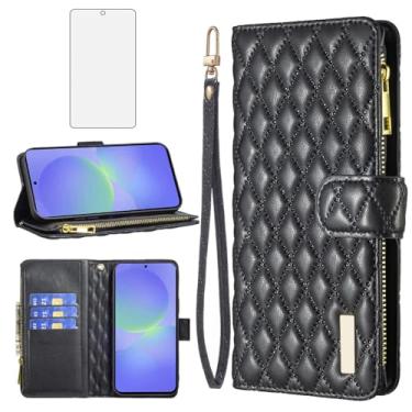 Imagem de Asuwish Capa de telefone para Samsung Galaxy A56 5G Capa carteira com protetor de tela de vidro temperado e suporte de cartão de crédito flip de couro acessórios para celular TPU Kickstand A 56 56A