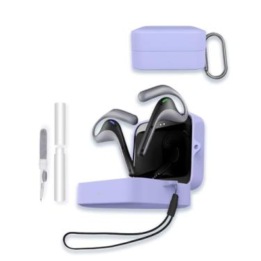 Imagem de Capa para fones de ouvido Timekettle W4 Pro AI, capa protetora de silicone macio WUNIAK portátil resistente a arranhões com kit de limpeza, mosquetão e cordão, roxo