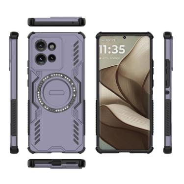 Imagem de Elubugod Capa compatível com Motorola Edge 50 5G, compatível com MagSafe, compatível com Motorola Edge 50 5G XT2407-1 Dissipação Cool Anti-queda capas de celular roxas