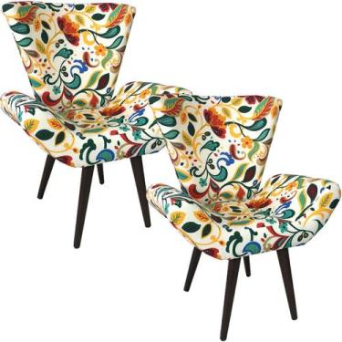 Imagem de Kit Duas Poltronas Decorativa Elegance Floral Color - Sua Casa Decor