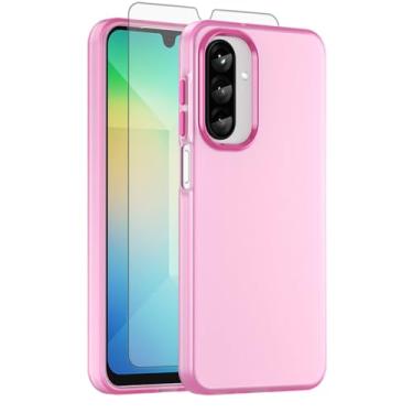 Imagem de Asuwish Capa de telefone para Samsung Galaxy A26 5G, compatível com Magsafe Magnetic, protetor de tela de vidro temperado, traseira fosca translúcida à prova de choque, capa fina A 26 26A LTE mulheres
