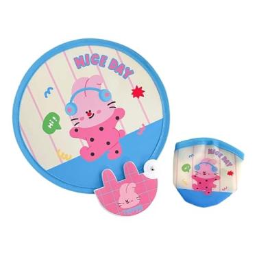 Imagem de KiBcsLic Ventilador dobrável de desenho animado, ventilador portátil para lembrancinhas de festa de viagem e festival, Coelhinho Rosa