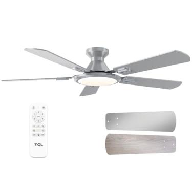 Imagem de TCL Ventiladores De Teto Com Luzes, Ventilador De Teto De Perfil Baixo De 52 Polegadas Com Luz E Controle Remoto, Montagem Embutida, Motor Cc Reversível, Silencioso, Ventilador De Teto De 6 Velocid