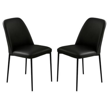Imagem de Conjunto 2 Cadeiras Londres Couro Preto Metal Preto