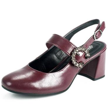 Imagem de Sapato Feminino SlingBack Salto Médio Strass Elegante Dakota