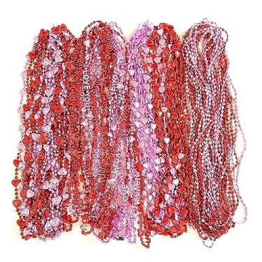 Imagem de YSPPF 60 peças de colar de contas em forma de coração de dia dos namorados em massa despedida de solteira rosa vermelho contas de festa, x:li, Sem Pedra Preciosa
