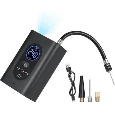 Imagem de Mini Compressor Bomba De Ar Portátil Digital com Lanterna LED para Encher Pneus de Carro, Moto, Bike, Bicicleta, Bola e Piscina Inflável