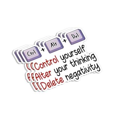 Imagem de (3 peças) Ctrl Alt Del Control Yourself Alter Your Thinking Delete Negativity Sticker Inspirational Motivational Quotes Vinil Decalques para Tumbler Laptop Garrafas de Água Livros Telefone - Tamanho 7