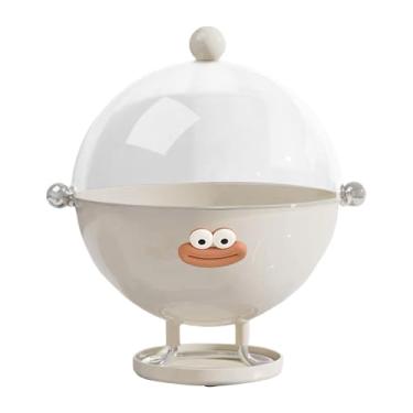 Imagem de Baoblaze Fruteira com tampa, tigela de armazenamento com bandeja de drenagem, recipiente multiuso, cesta de pedestal transparente para cozinha, vegetais, Branco com Adesivo