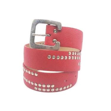 Imagem de Cinto feminino rebite master médio LU002 - Barão do Couro, Vermelho, M