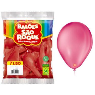 Imagem de Balão Bexiga N 7 Rosa Pink Com 50 unidades - São Roque