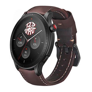 Imagem de Pulseira de Couro Marca 123Smart Compatível com GTR4 GTR 4 A2166 / GTR3 A1971 / GTR 3 Pro A2040 / GTR 2 A1952 / GTR 2e A2023 / Stratos 2 2s 3