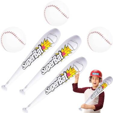 Imagem de Chochkees Tacos e bolas de beisebol infláveis, bolas de base de 40 cm e design de morcego de 61 cm para lembrancinhas de festa na piscina, festas de aniversário, brinquedo divertido de verão (pacote