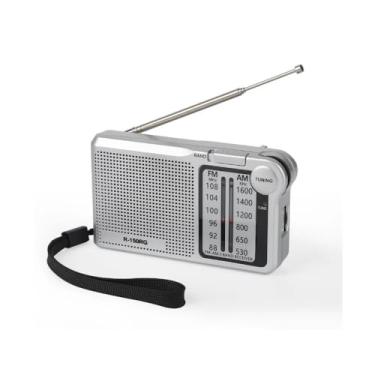Imagem de Rádio Portátil AM/FM, Rádio de Bolso, 2 Bandas, Alimentação por 2 Pilhas AA(Não inclusas) e Cabo USB tipo C, Antena e Entrada para Fone de Ouvido