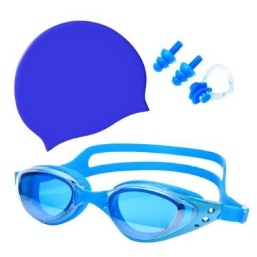 Imagem de Kit Óculos Touca Silicone Protetor Nasal Aurícular Natação Profissiona