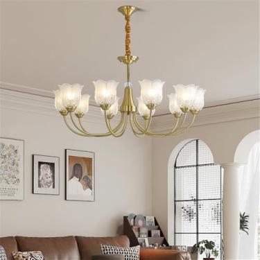 Imagem de Lâmpada Pingente Candelabro LED De Latão Com Estilo Luxuoso Americano E Retro: Design Criativo Para Sala De Estar, Restaurante, Quarto, Estudo, Villa, Hotel E Café (D Gold 10 luzes)