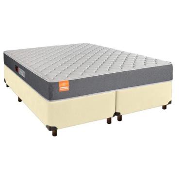 Imagem de Cama + Box Bege e Colchão D23 Queen - Inducol