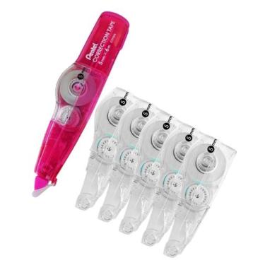Imagem de Kit Corretivo Fita Adesiva Correction Tape C/ 5 Refis Cores - Pentel, 