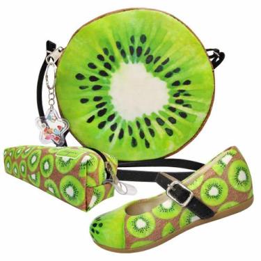 Imagem de Kit Infantil Feminino Sapatilha, Bolsa E Estojo Frutinhas Kiwi, Magicc