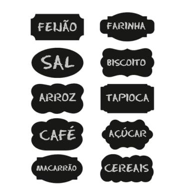 Imagem de Kit 30 Etiquetas Adesivas Pretas – Para Potes de Temperos, Condimentos e Organização de Cozinha Feijão Farinha Sal Biscoito Arroz Tapioca Café Açúcar Macarrão e Cereais