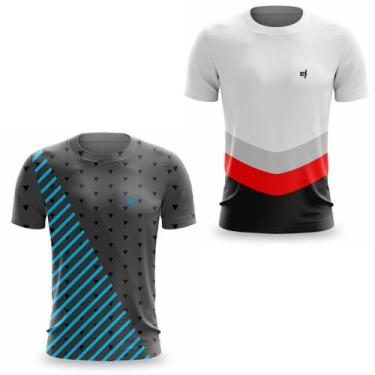 Imagem de Kit 2 Camisa Masculina Academia Pro Fit Estampada Musculação Corrida F