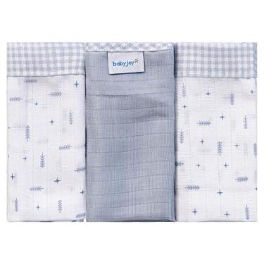 Imagem de Pano de Boca para Bebê 03 Unidades Baby Joy Clássicos, Flechas Azul
