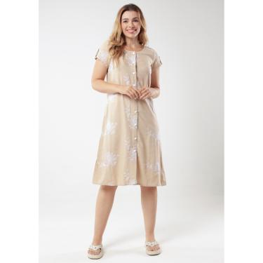 Imagem de Vestido Pau a Pique Manga Curta Linho Bege