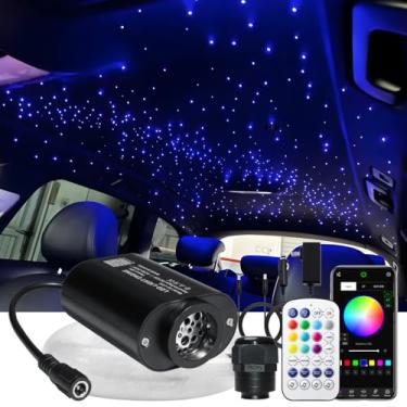 Imagem de AZIMOM Mini kit de forro de cabeça de fibra óptica cintilante de 300 peças para carro, casa, 0,12 cm, 300 m, fio de fibra brilhante, aplicativo ativado por som e controle remoto motor Starlight