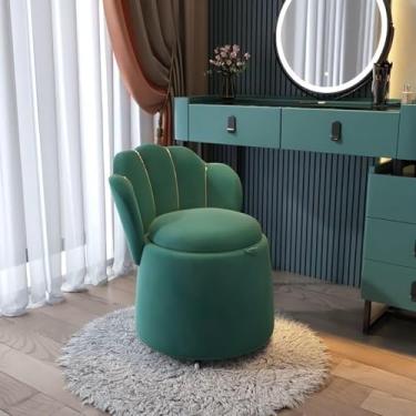 Imagem de Cadeira De Acento Giratória 360°, Cadeira De Vaidade De Veludo Cadeira Barril Uhpolstered Com Armazenamento, Cadeira De Sofá Redonda Sem Braços Cadeira De, Green, 44x44x60cm(17x17x24inch)