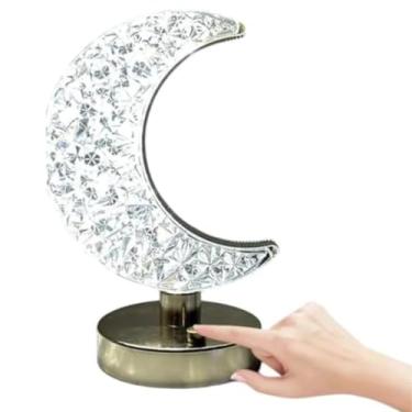 Imagem de Mini Luminária Abajur Meia Lua Crescente LED USB 3 Cores Sala Quarto Escritório Decorativa Romântica