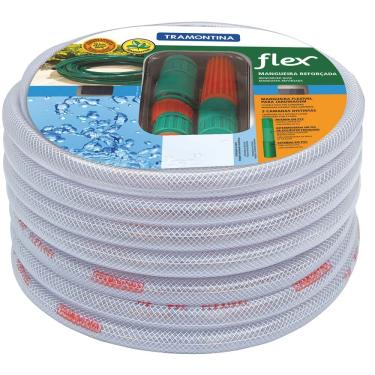 Imagem de Mangueira Tramontina Flex de 1/2" para Jardim com Engates Rápidos e Esguicho - 10m - Gelo